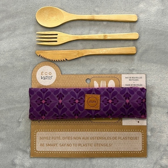 KETTO Reusable Takeout Lunch Utensils With Zip Pouch Recycled NWT - Picture 4 of 12